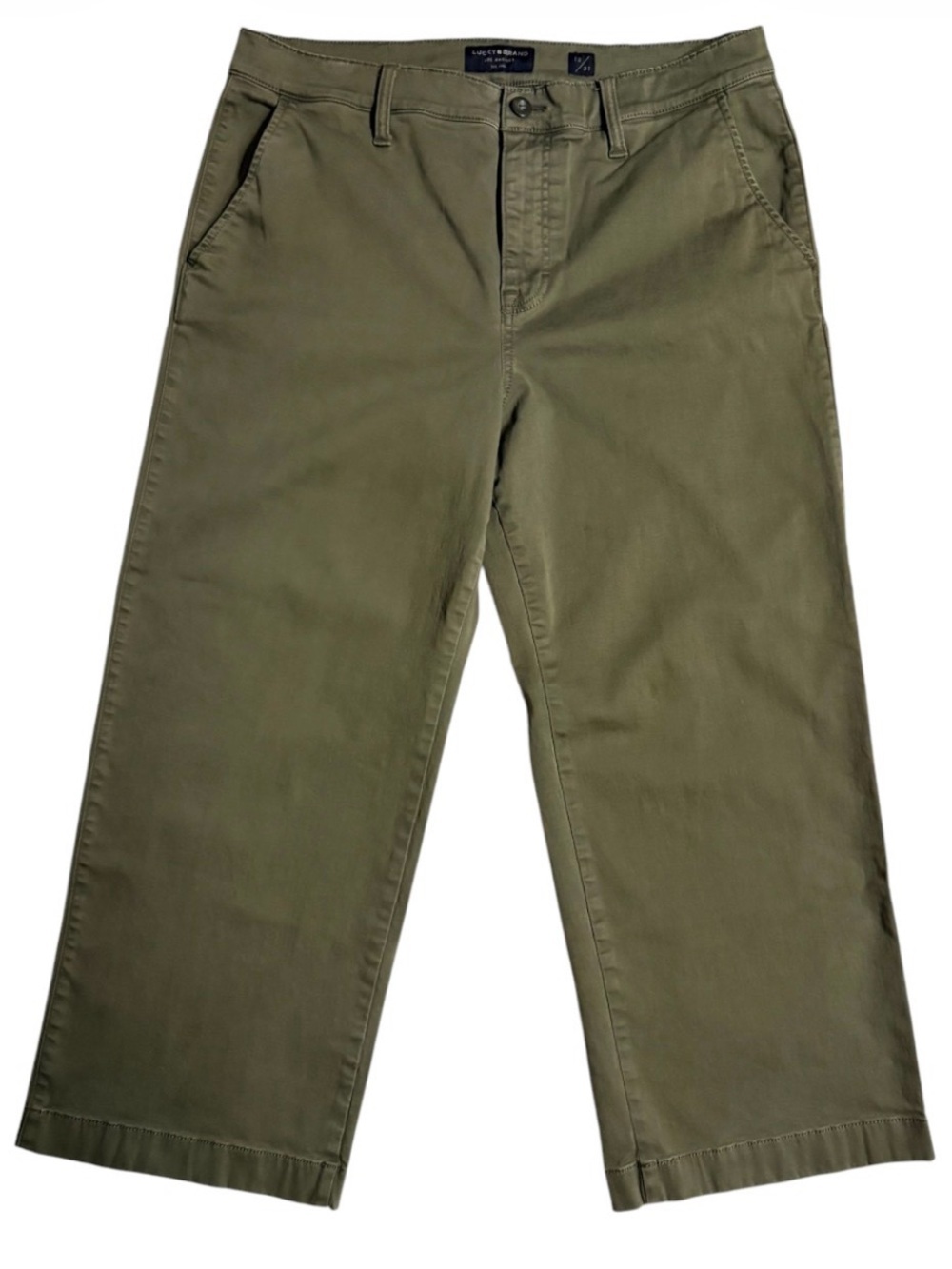 NWOT Lucky Brand Women’s Mid-Rise Crop Wide Leg Pants Size 12/31 Olive Green